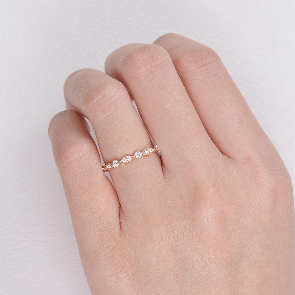 0.12 CT Round Shaped Moissanite Wedding Band