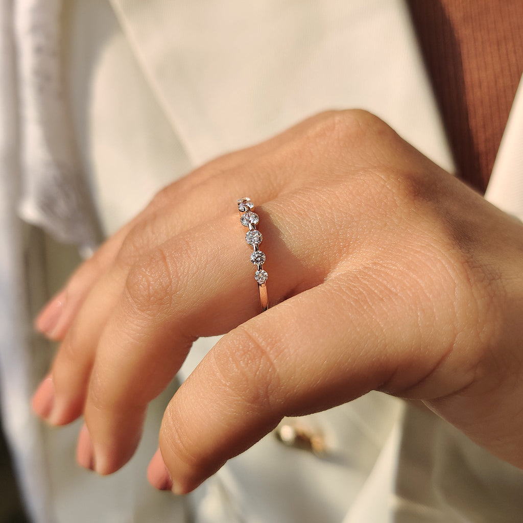 Half Eternity Round Diamond Band in Seven Stone Style