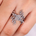 Oval Engagement Ring with Wedding Band in Nature Inspired Style