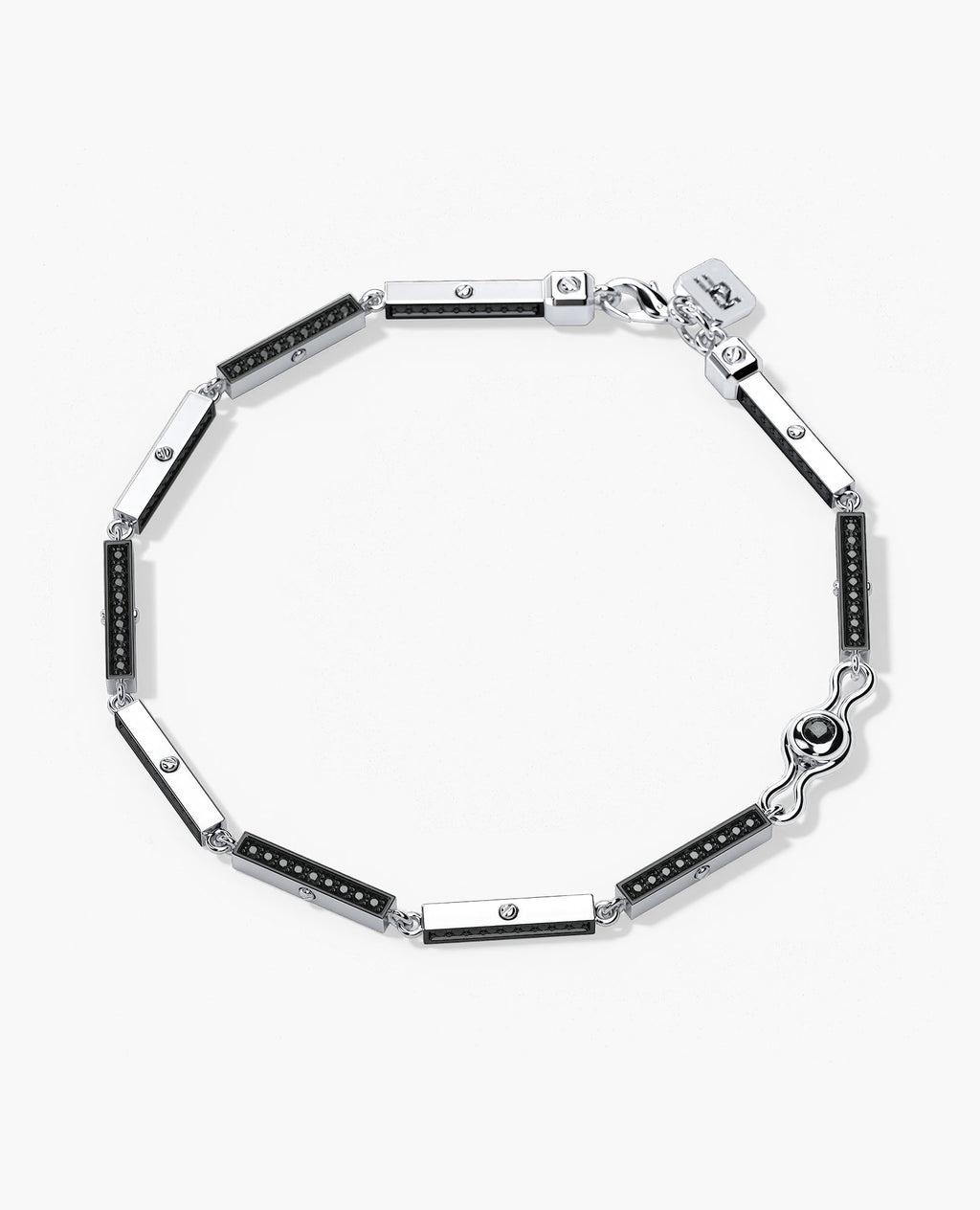 BAR CHAIN Gold Bracelet with Black Diamonds - 2.5mm