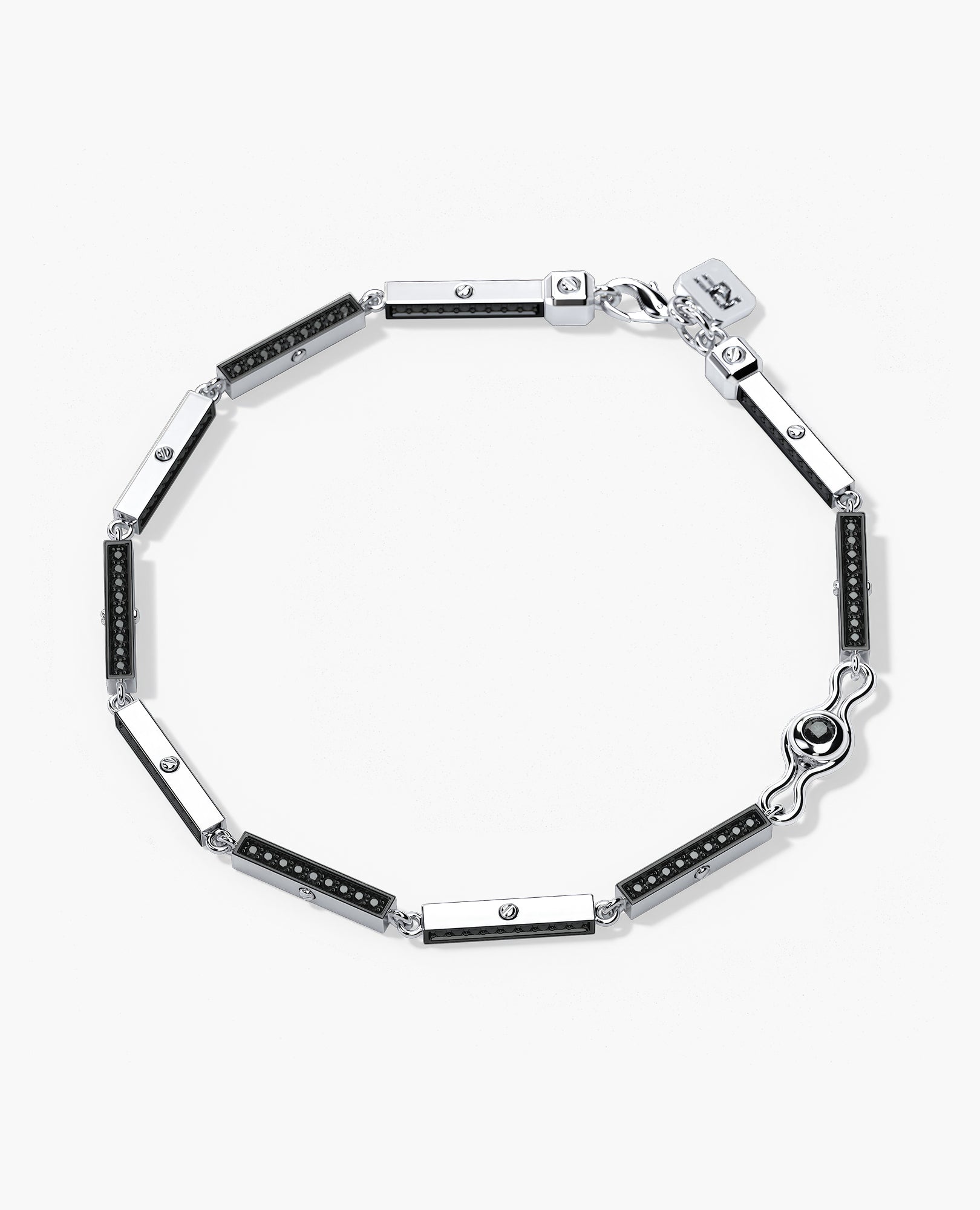 BAR CHAIN Gold Bracelet with Black Diamonds - 2.5mm
