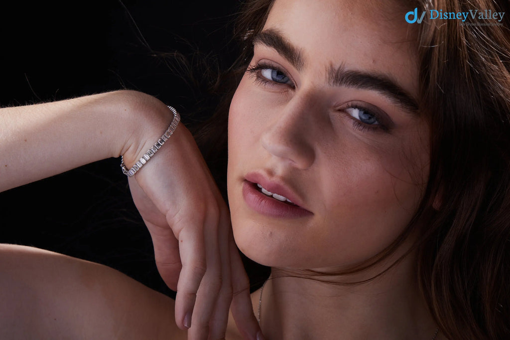 White Gold Emerald Cut Diamond Tennis Bracelet - DisneyValley