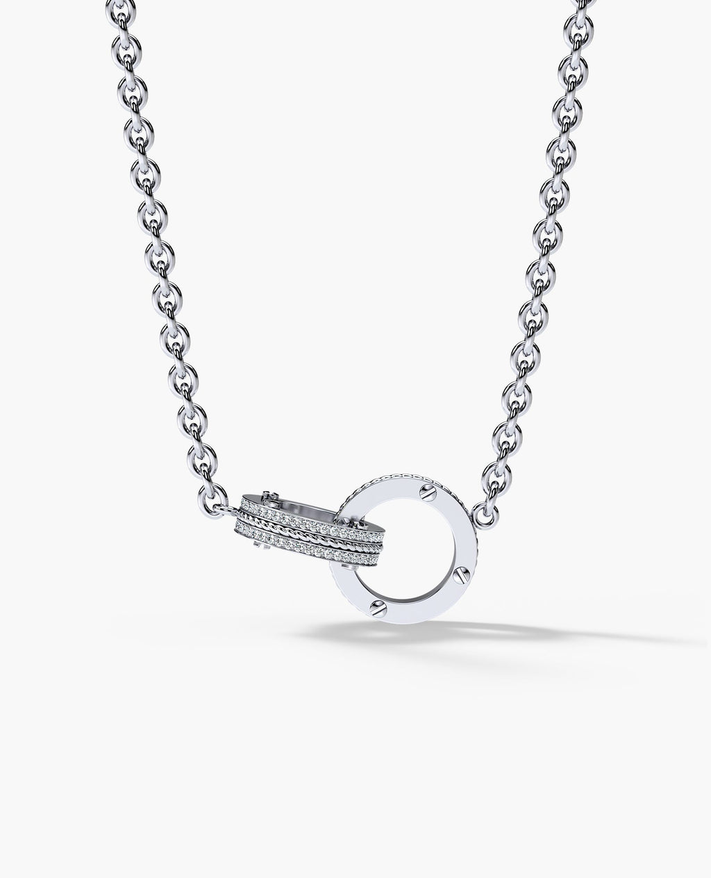 ROPES Gold Interlink Necklace Pendant with 0.20ct Diamonds