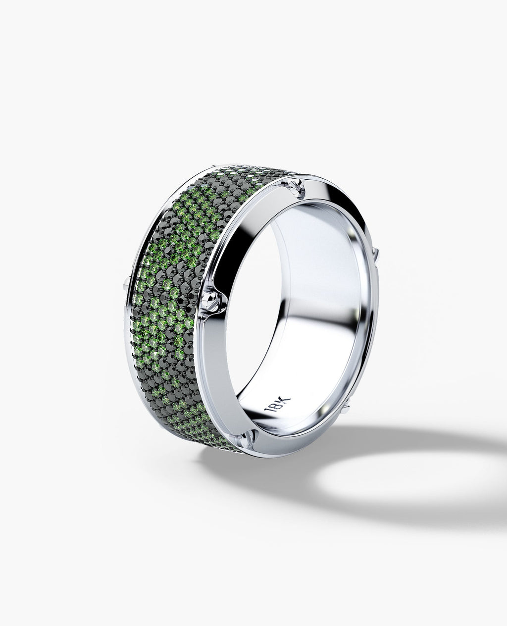 CORTEZ Camouflage Gold Ring with 2.40ct Green and Black Diamonds