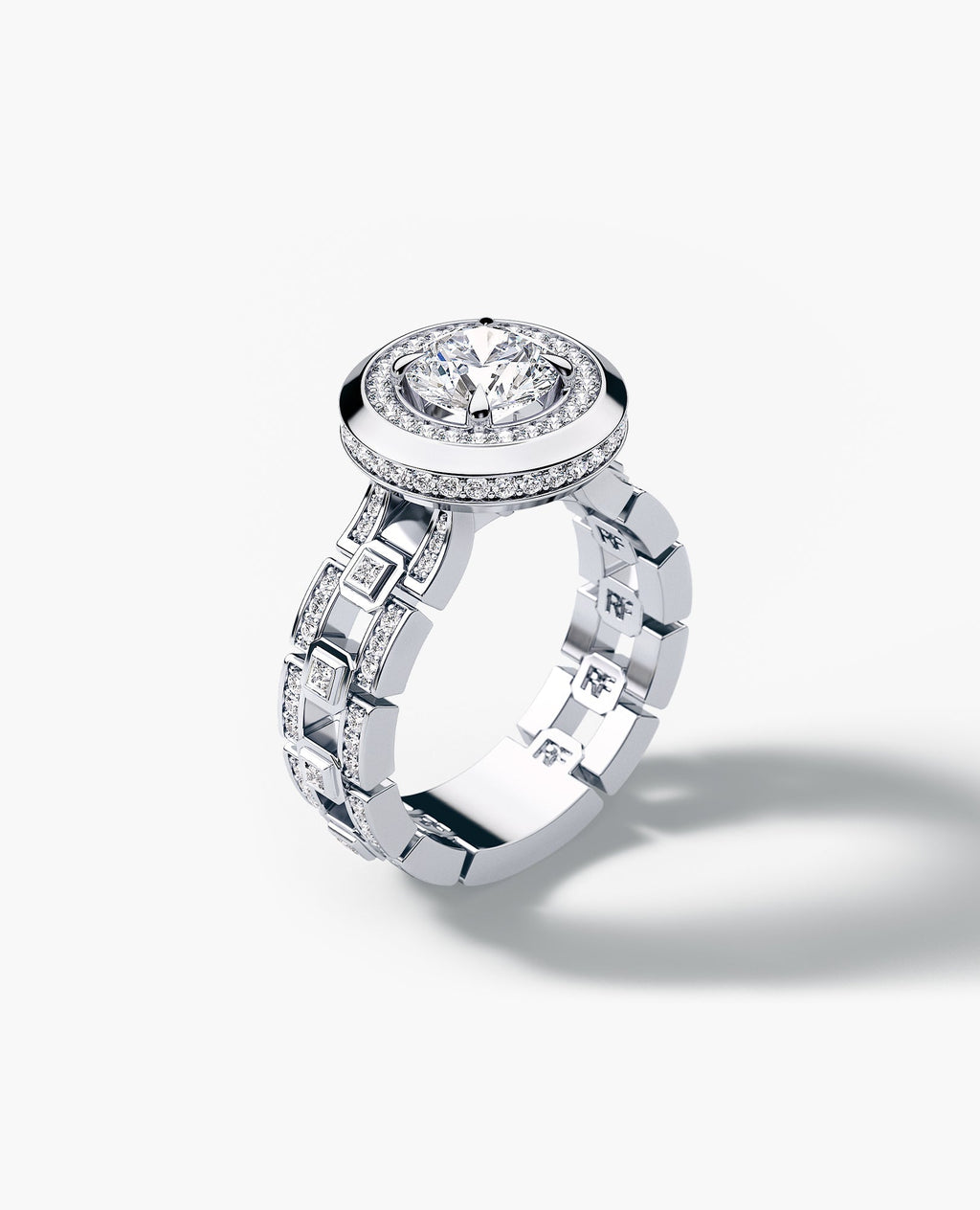 LA PAZ Round Cut Diamond Gold Engagement Ring