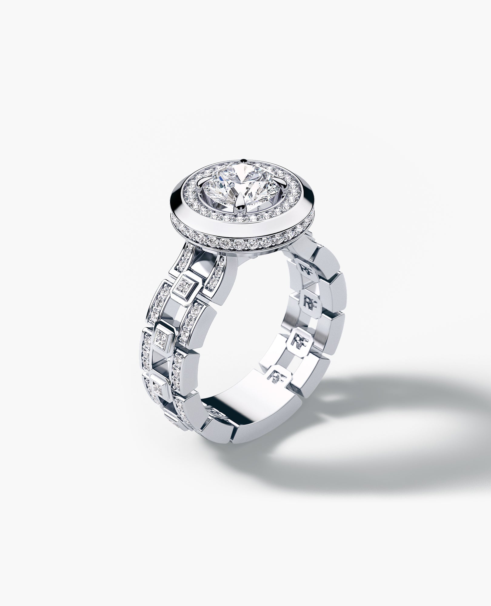 LA PAZ Round Cut Diamond Gold Engagement Ring
