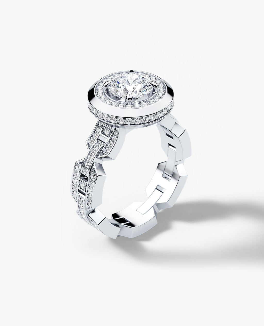 BRIGGS Round Cut Diamond Gold Engagement Ring