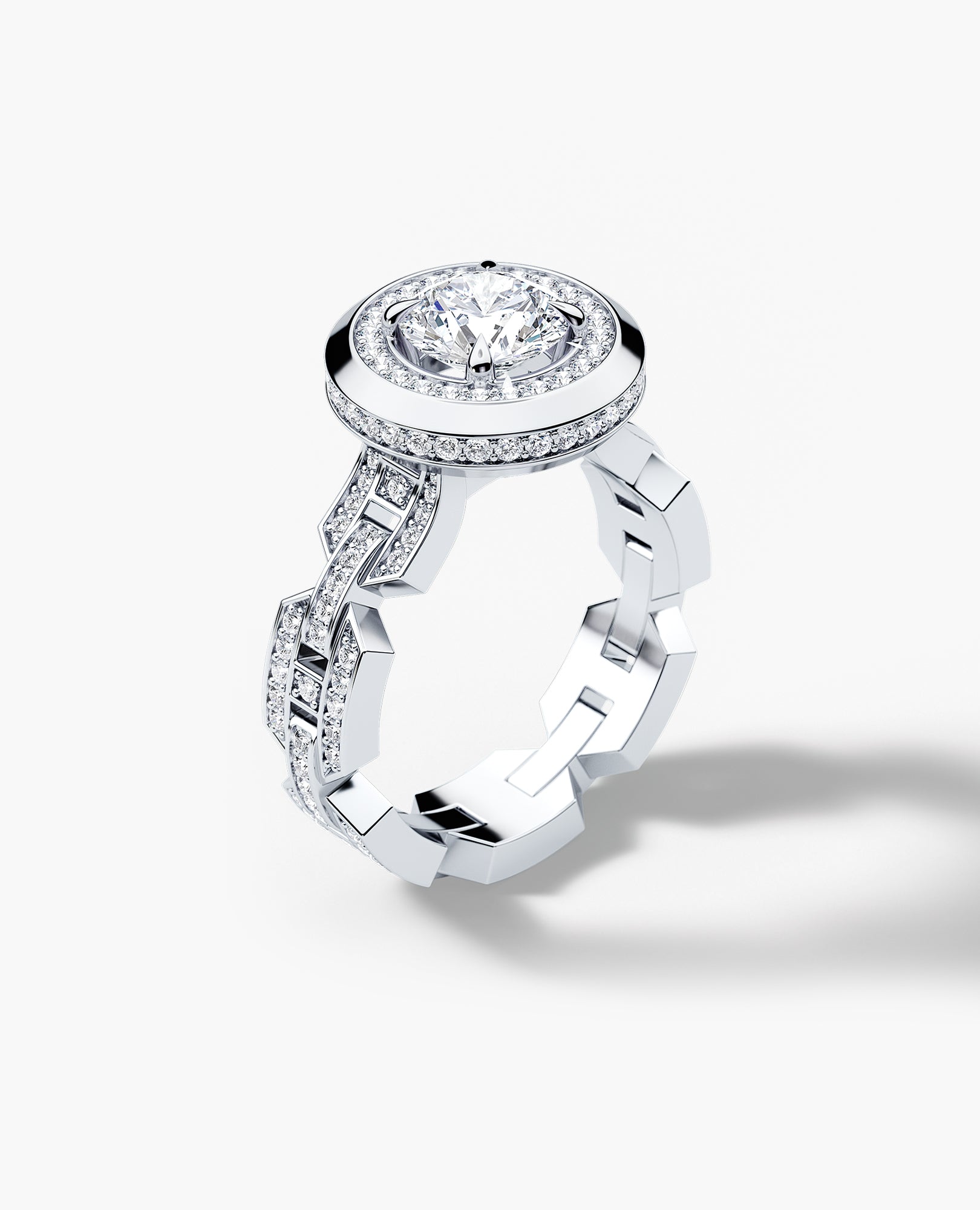BRIGGS Round Cut Diamond Gold Engagement Ring