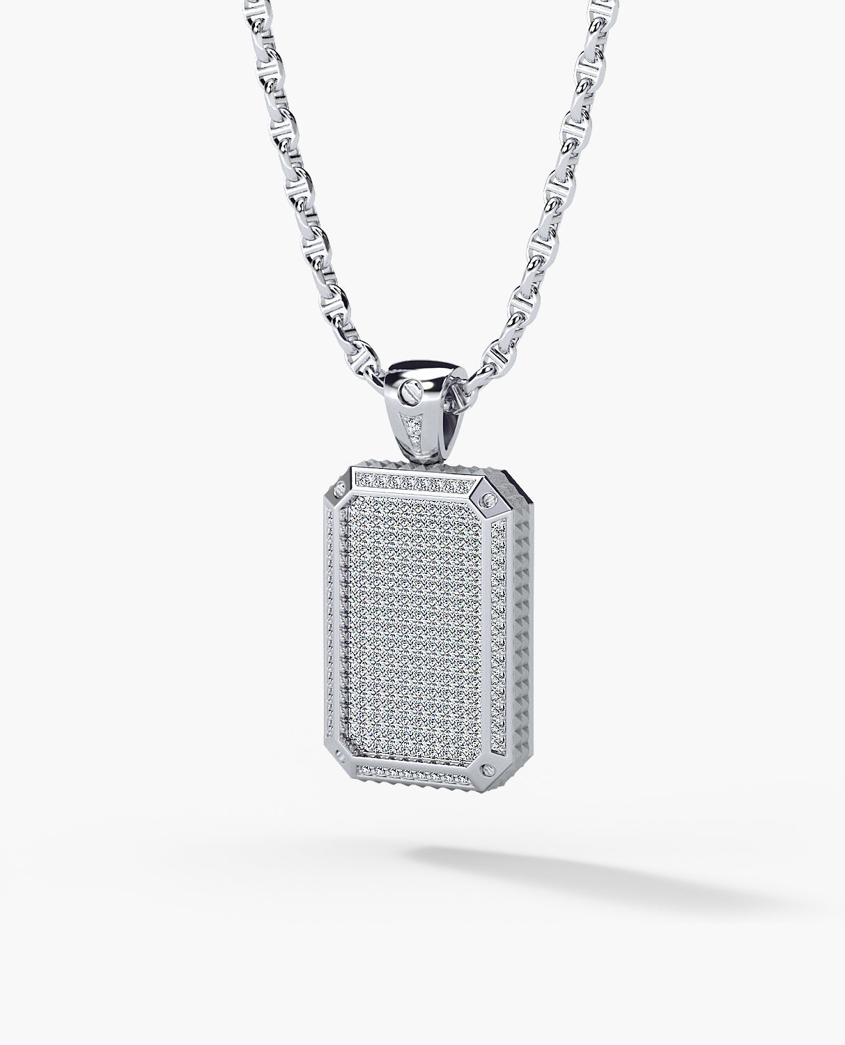 DIAMOND DOG TAG Gold Pendant with 2.10ct Diamonds