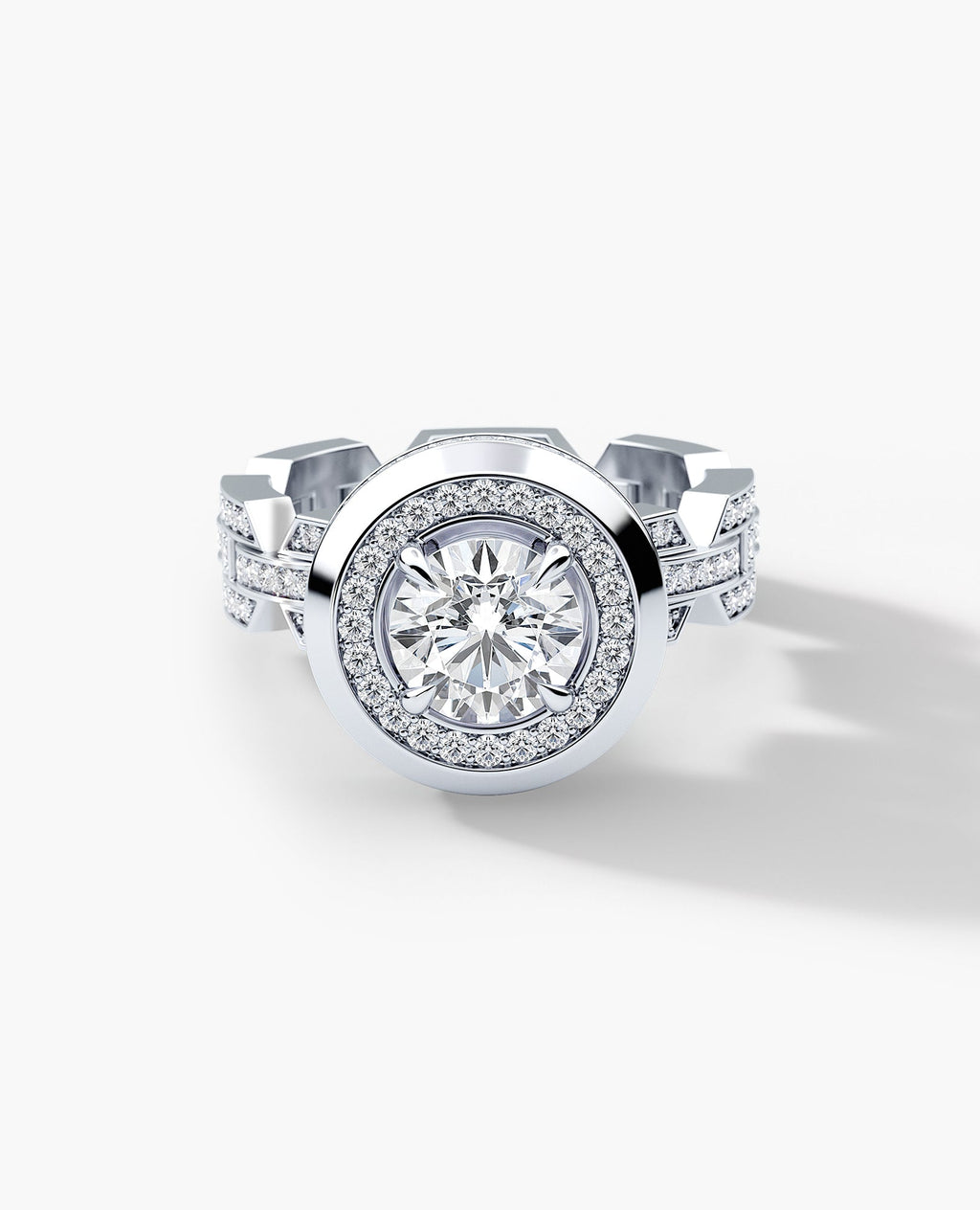 BRIGGS Round Cut Diamond Gold Engagement Ring