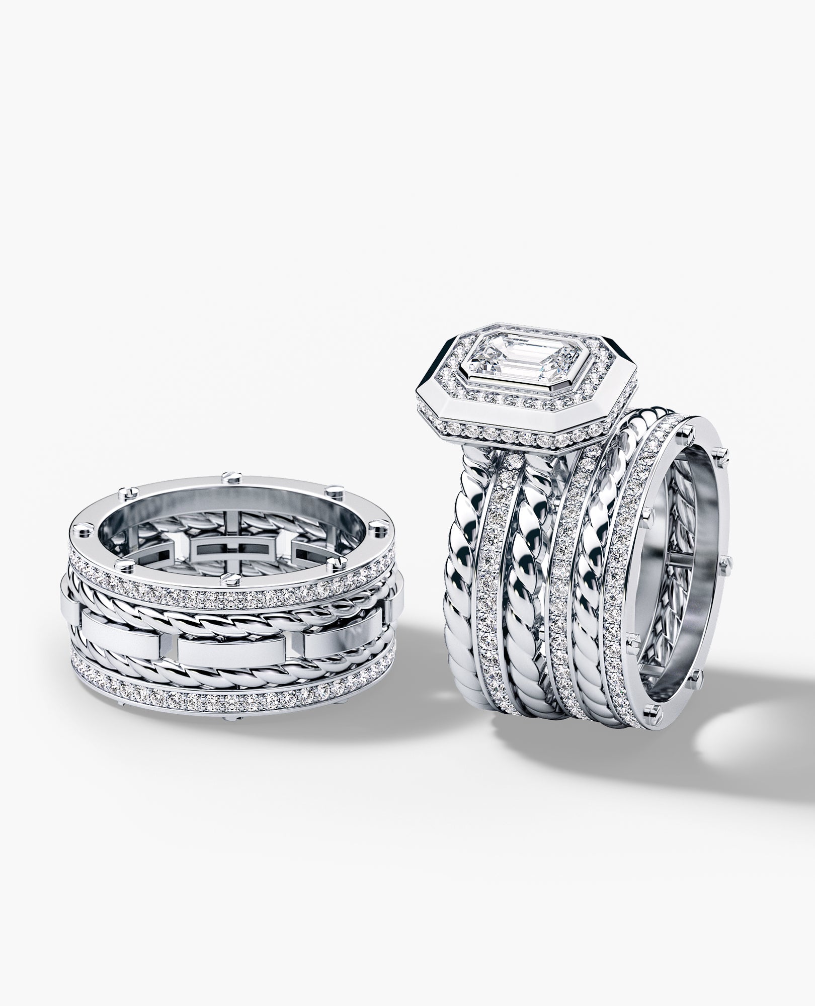 ROPES Emerald Cut Diamond Gold Engagement Ring
