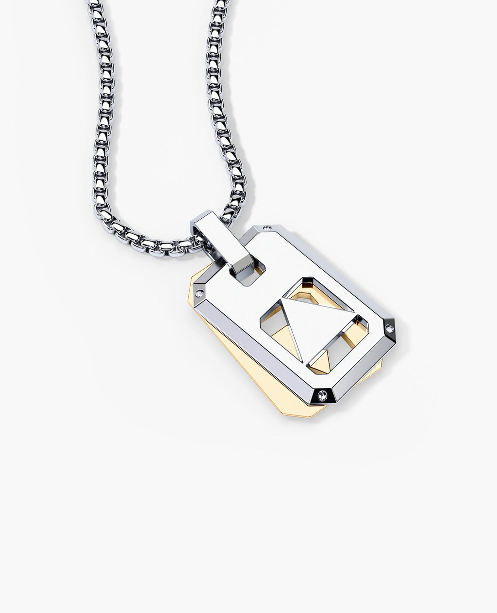 STAR OF DAVID Dog Tag Two-Tone Gold Pendant