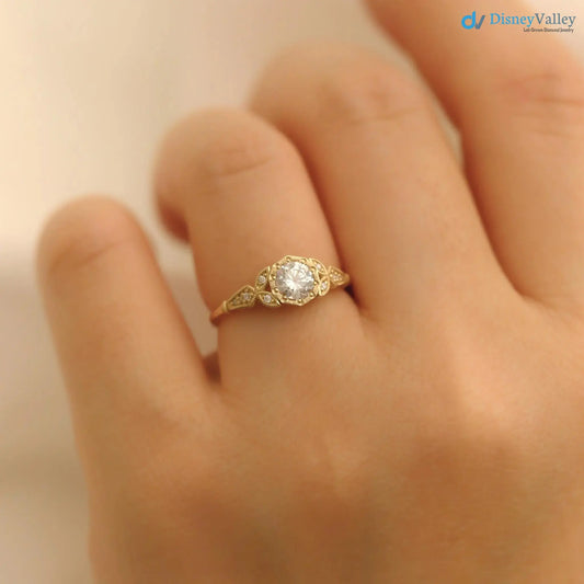 Wild garden leaf vintage solitaire engagement rings DisneyValley