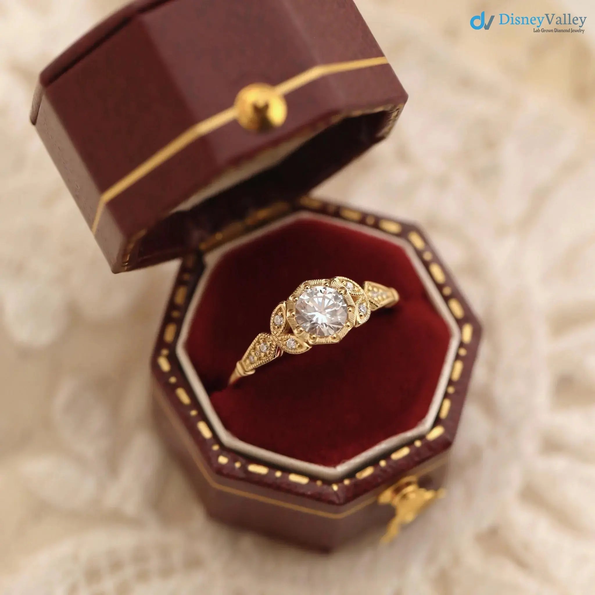 Wild garden leaf vintage solitaire engagement rings DisneyValley