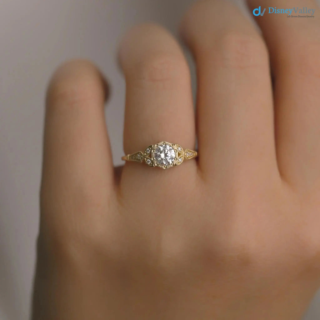 Wild garden leaf vintage solitaire engagement rings DisneyValley