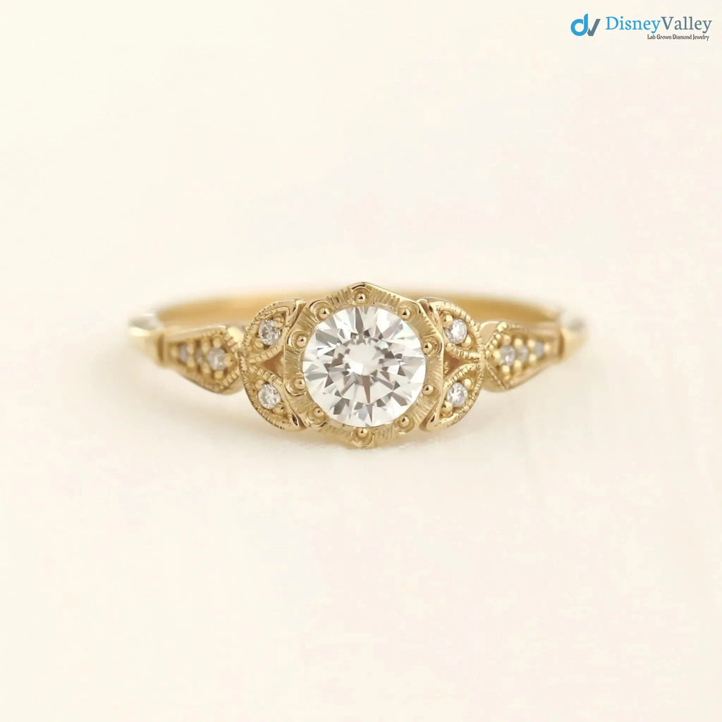 Wild garden leaf vintage solitaire engagement rings DisneyValley