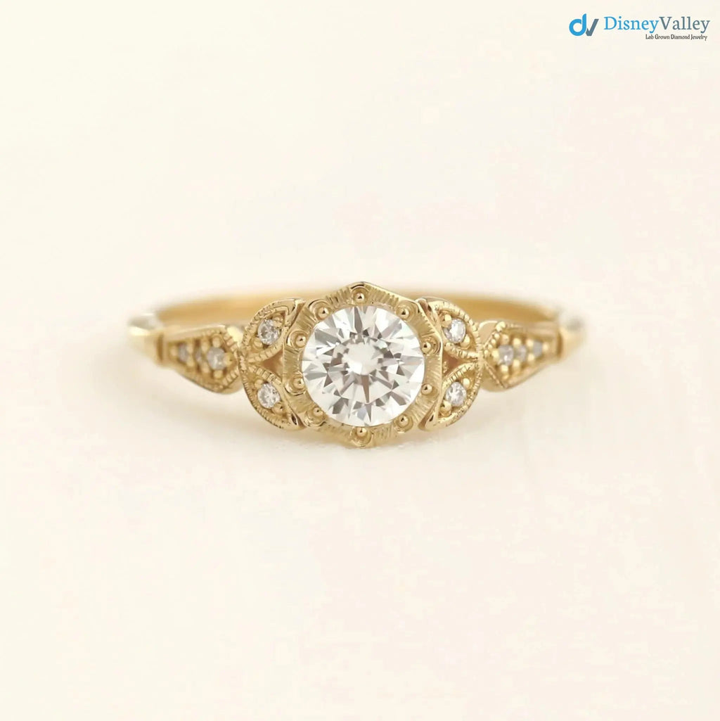 Wild garden leaf vintage solitaire engagement rings DisneyValley