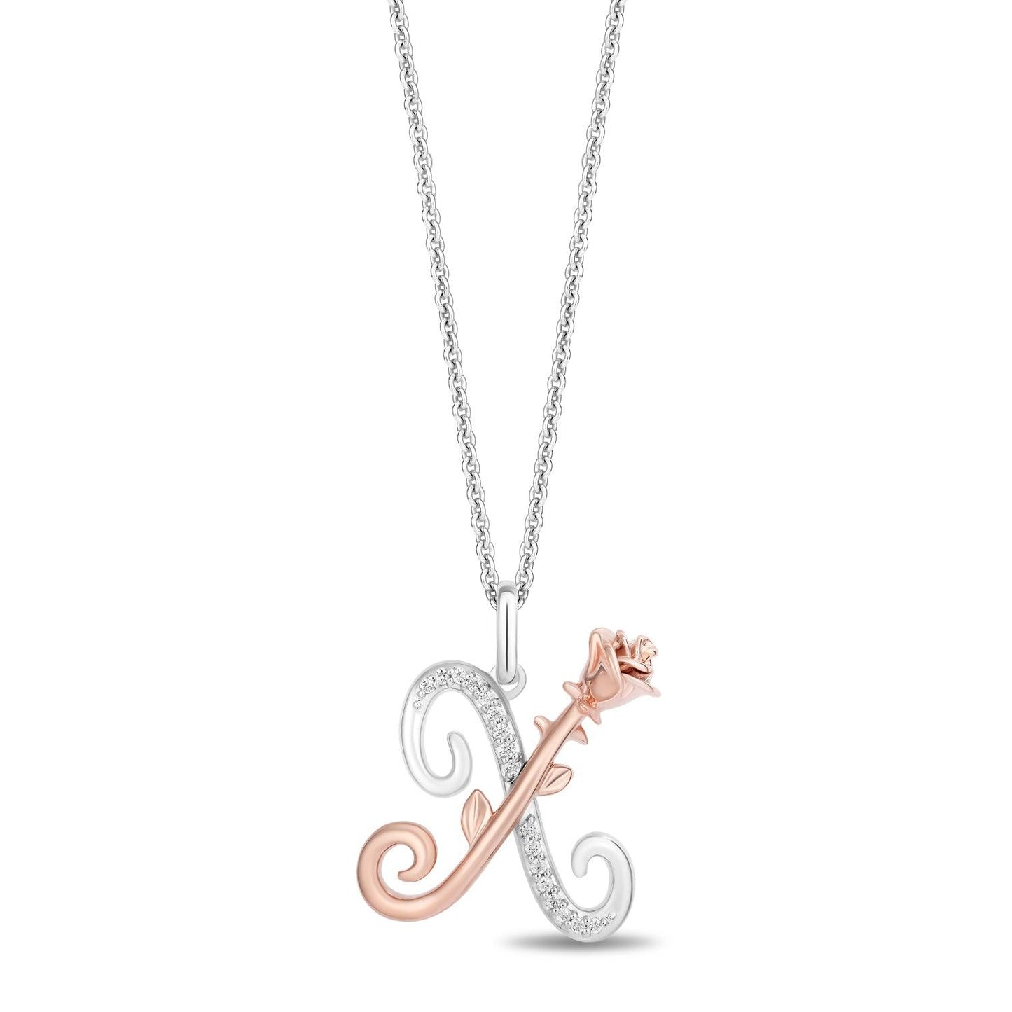 Enchanted Disney Fine Jewelry Diamonds Alphabet A to Z Belle Pendant Necklace