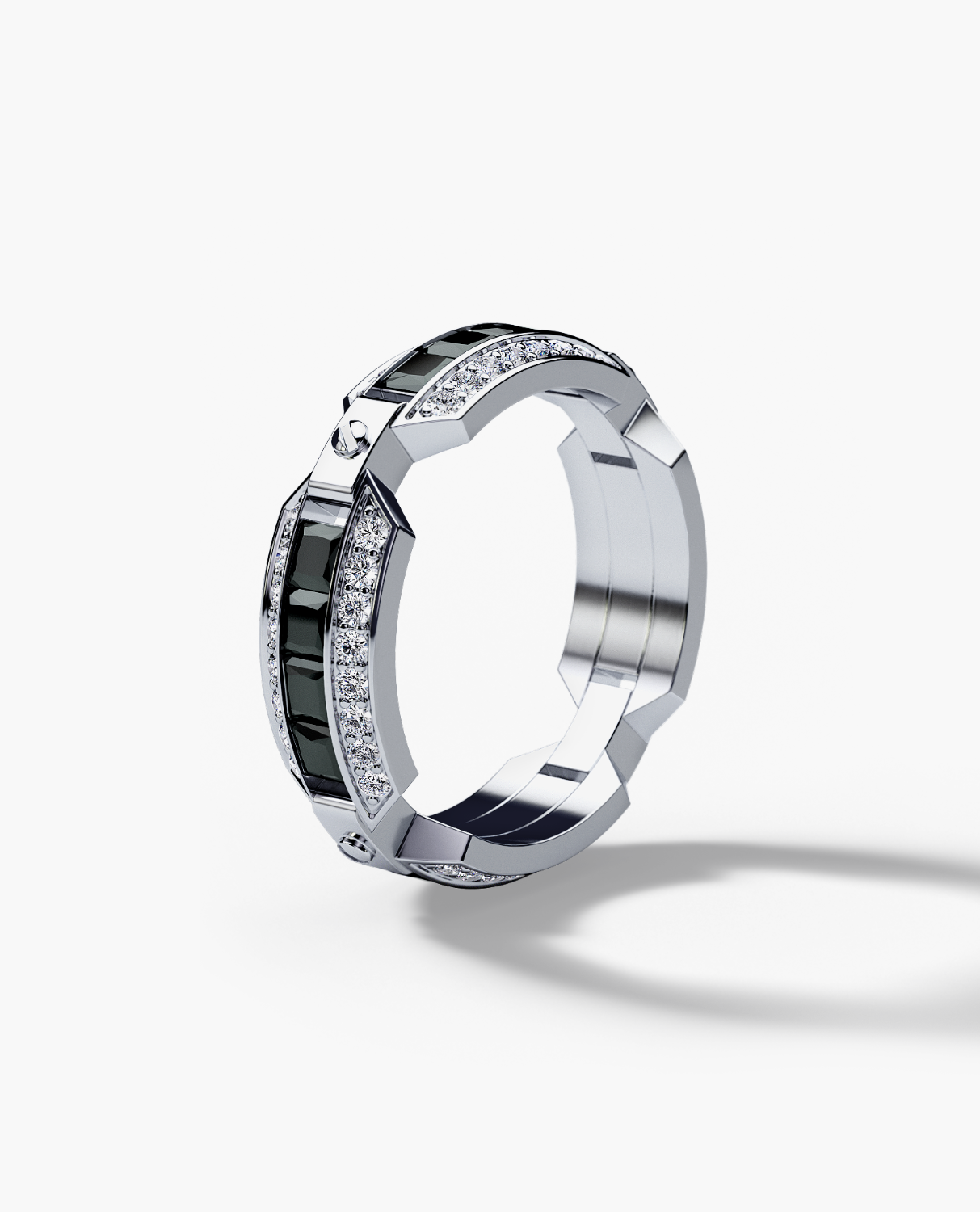 EMINENCE Gold Ring with 2.25ct Black & White Diamonds