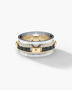 EMINENCE Two-Tone Gold Ring with 2.25ct Black & White Diamonds - Wide Version