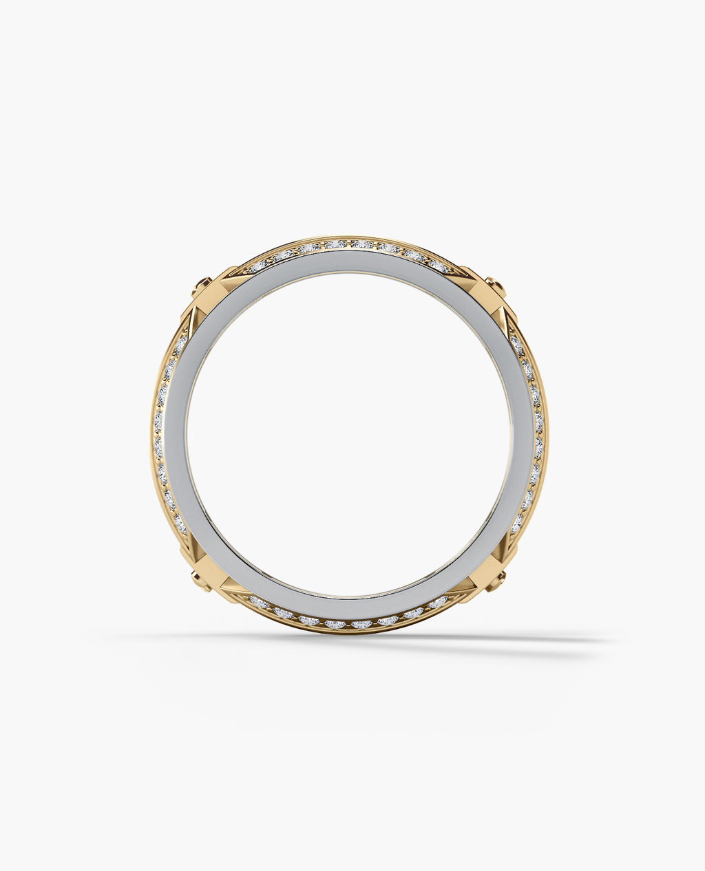 EMINENCE Two-Tone Gold Ring with 2.25ct Black & White Diamonds - Wide Version