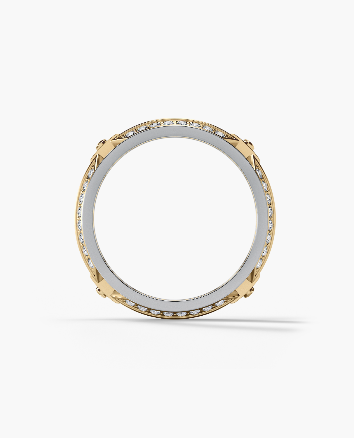 EMINENCE Two-Tone Gold Ring with 2.25ct Black & White Diamonds - Wide Version