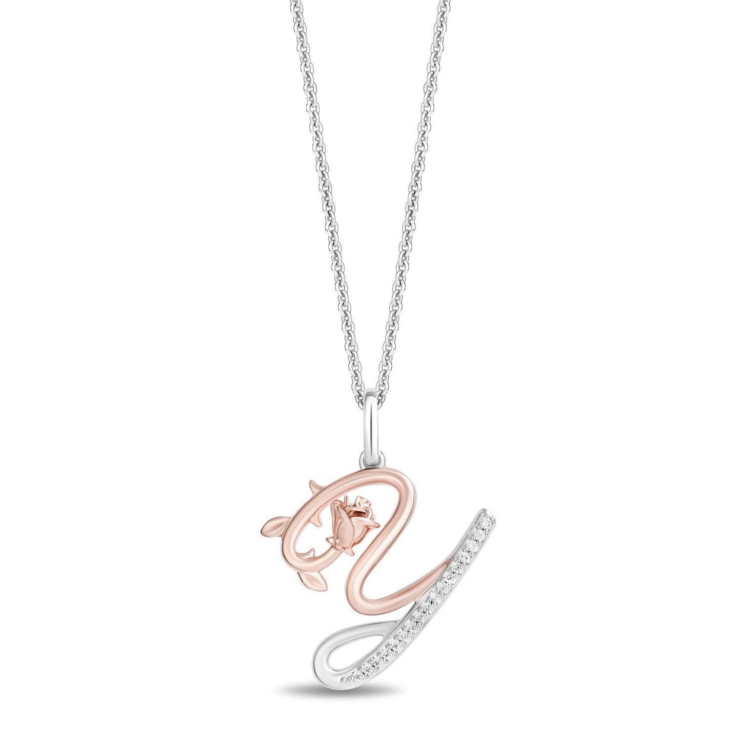 Enchanted Disney Fine Jewelry Diamonds Alphabet A to Z Belle Pendant Necklace