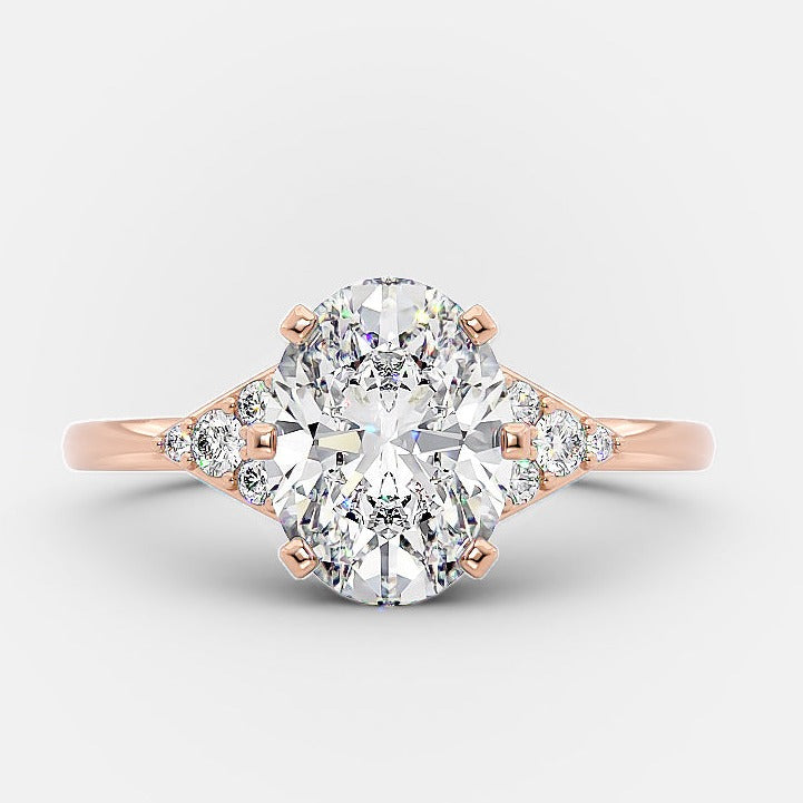 1.50 CT Oval Cut Cluster Style Moissanite Engagement Ring