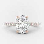 1.50 CT Oval cut  pave Setting Moissanite Engagement Ring