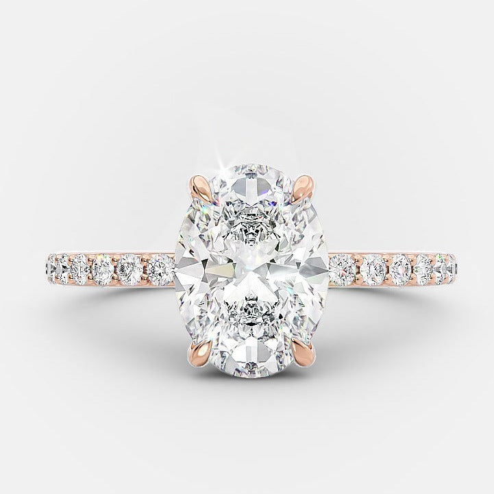 1.50 CT Oval cut  pave Setting Moissanite Engagement Ring