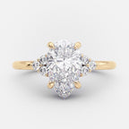 1.60 CT Pear Cut Moissanite Cluster Engagement Ring