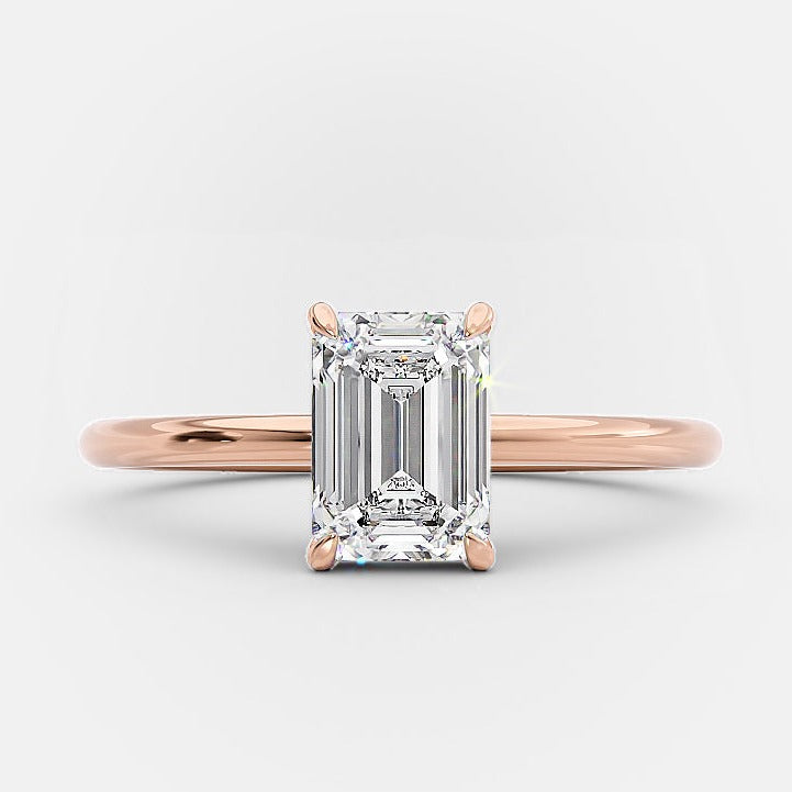 1.0 CT Emerald Cut Moissanite Solitaire Style Engagement Ring