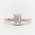1.0 CT Emerald Cut Moissanite Solitaire Style Engagement Ring