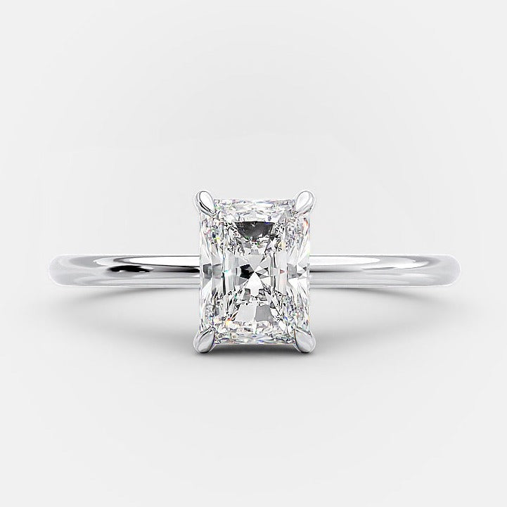 1.0 CT Radiant Cut Moissanite Solitaire Style Engagement Ring