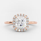 1.50 CT Cushion Cut Moissanite Halo Style Engagement Ring