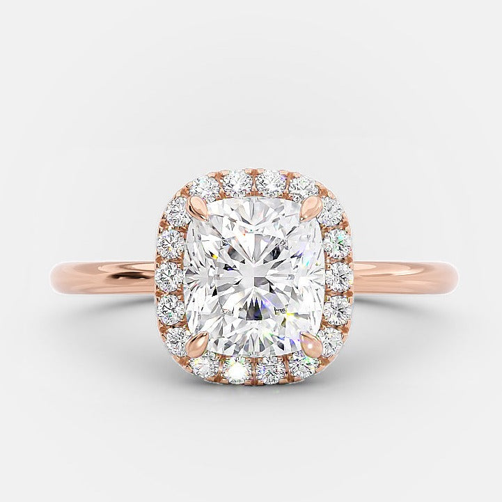 1.50 CT Cushion Cut Moissanite Halo Style Engagement Ring