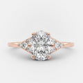 1.0 CT Oval Cut Cluster Style Moissanite Engagement Ring