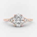 1.0 CT Oval Cut Cluster Style Moissanite Engagement Ring