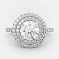 1.0 CT Round Brilliant Cut Double Halo Moissanite Engagement Ring