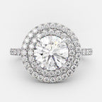 1.0 CT Round Brilliant Cut Double Halo Moissanite Engagement Ring