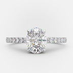 1.0 CT Oval Cut Solitaire Hidden Halo Style Moissanite Engagement Ring