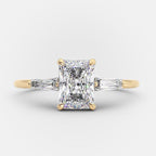 1.0 CT Radiant Cut Moissanite Three Stones Engagement Ring