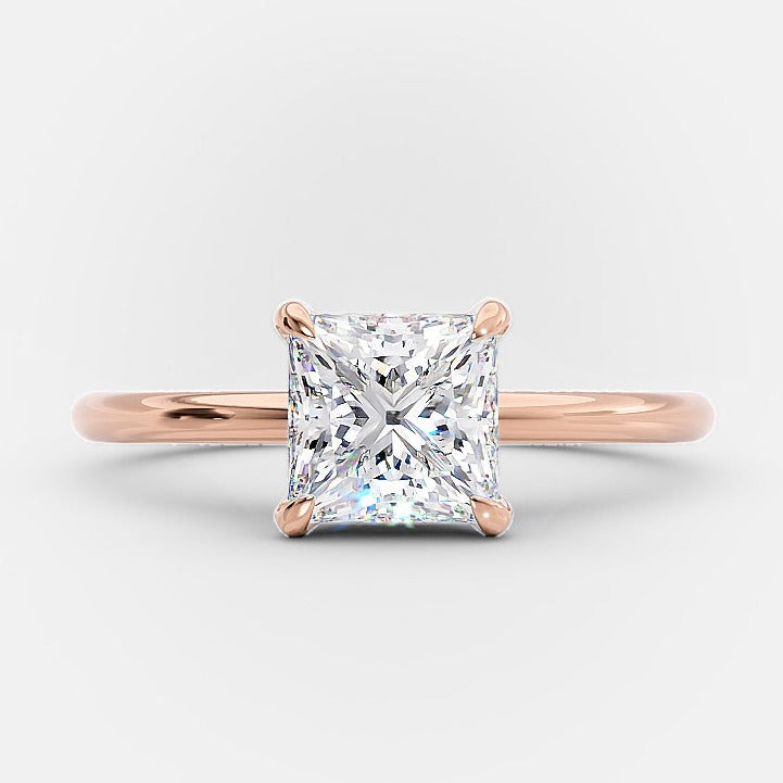 1.02 CT Princess Cut Solitaire Moissanite Engagement Ring
