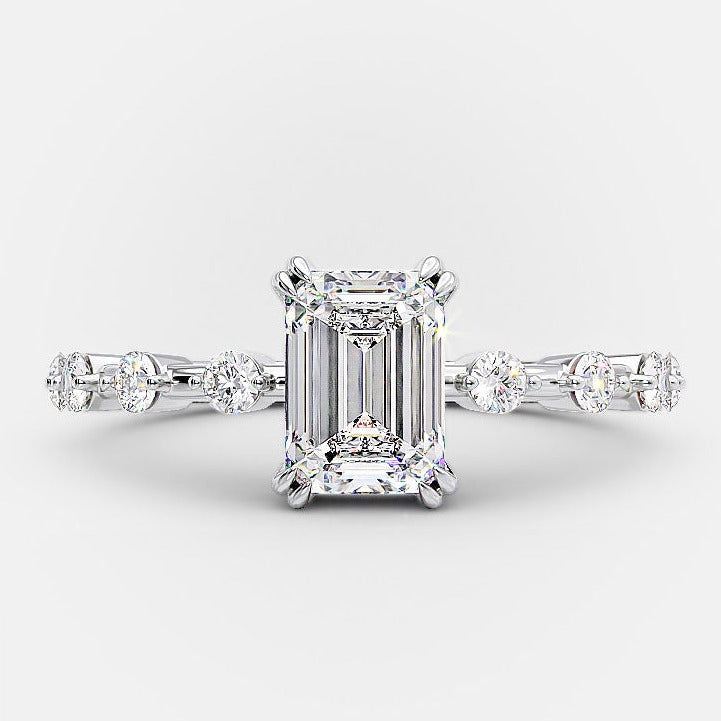 1.0 CT Emerald Cut Solitaire Dainty Moissanite Engagement Ring