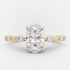 1.50 - 3.50 CT Elongated Oval Solitaire Dainty style  Moissanite Engagement Ring