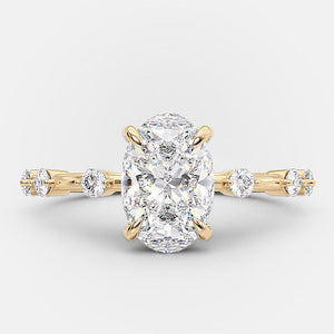 1.50 - 3.50 CT Elongated Oval Solitaire Dainty style  Moissanite Engagement Ring