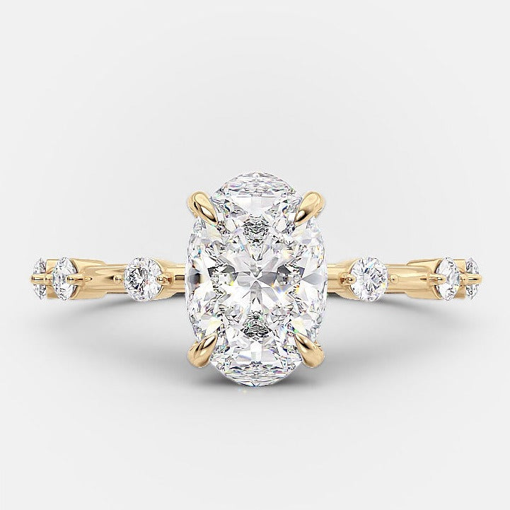 1.50 - 3.50 CT Elongated Oval Solitaire Dainty style  Moissanite Engagement Ring