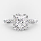 1.0 CT Radiant Cut Halo Style Moissanite Engagement Ring