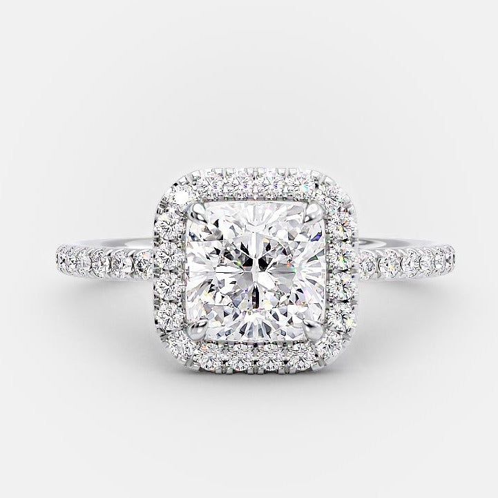 1.50 CT Cushion Cut Moissanite Halo Style Engagement Ring