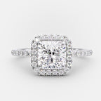 1.50 CT Cushion Cut Moissanite Halo Style Engagement Ring